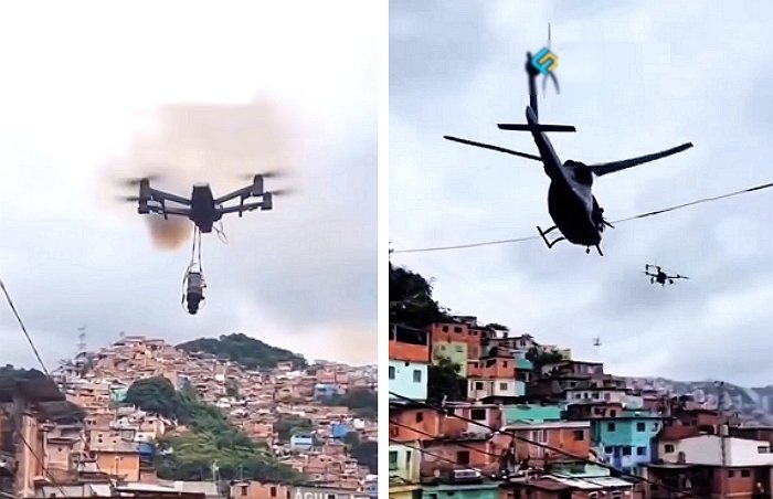 Vídeo: Helicóptero da PM derruba drone usado por criminosos para lançar bombas em policiais no RJ; veja o vídeo