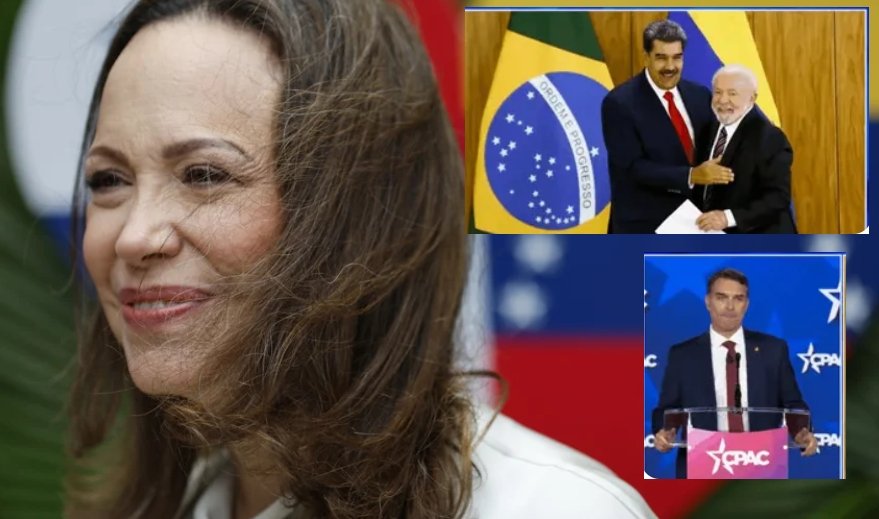 Flávio Bolsonaro pede depoimento de María Corina em ação por suposta ofensa a Lula em postagem sobre delação de Maduro