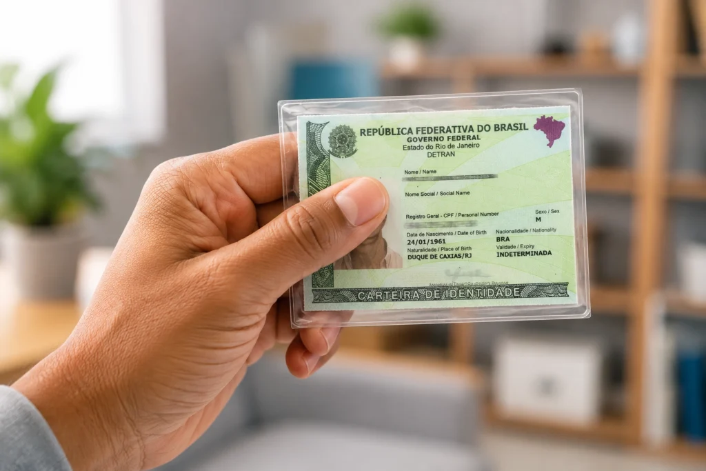 Cidadão solicita a Carteira de Identidade Nacional em cartório de Manaus.